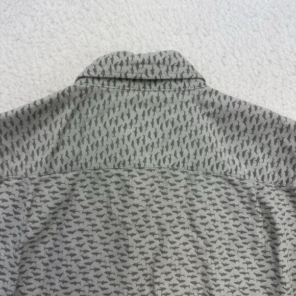 American Eagle Shirt Mens Small S Gray Shark Super Soft Button Down Long Sleeve - Picture 12 of 13